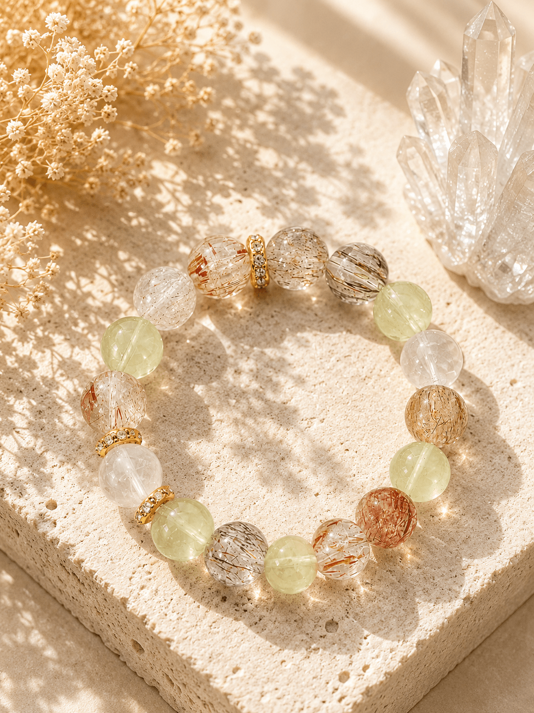 Golden Clarity Crystal Bracelet shown as an intention-led Niamor product
