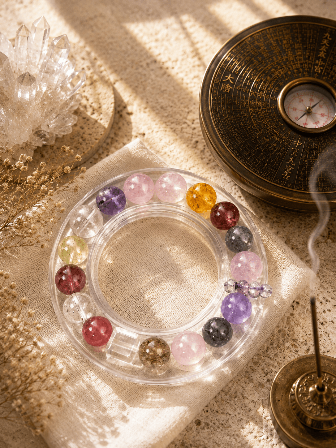 Personalised birth-energy crystal bracelet detail