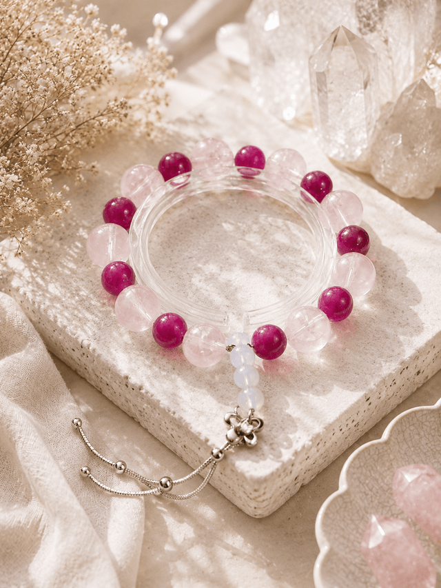 Rose quartz crystal bracelet for love and relationships